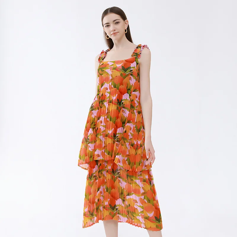 

Новинка Летнее платье без рукавов с цветочным рисунком длинное праздничное платье средней длины