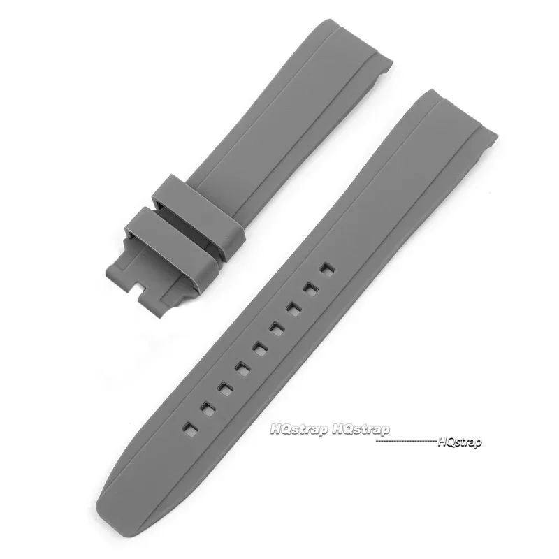 Curved End Rubber Silicone Waterproof Watch Strap - Soft 20mm 22mm Wristband