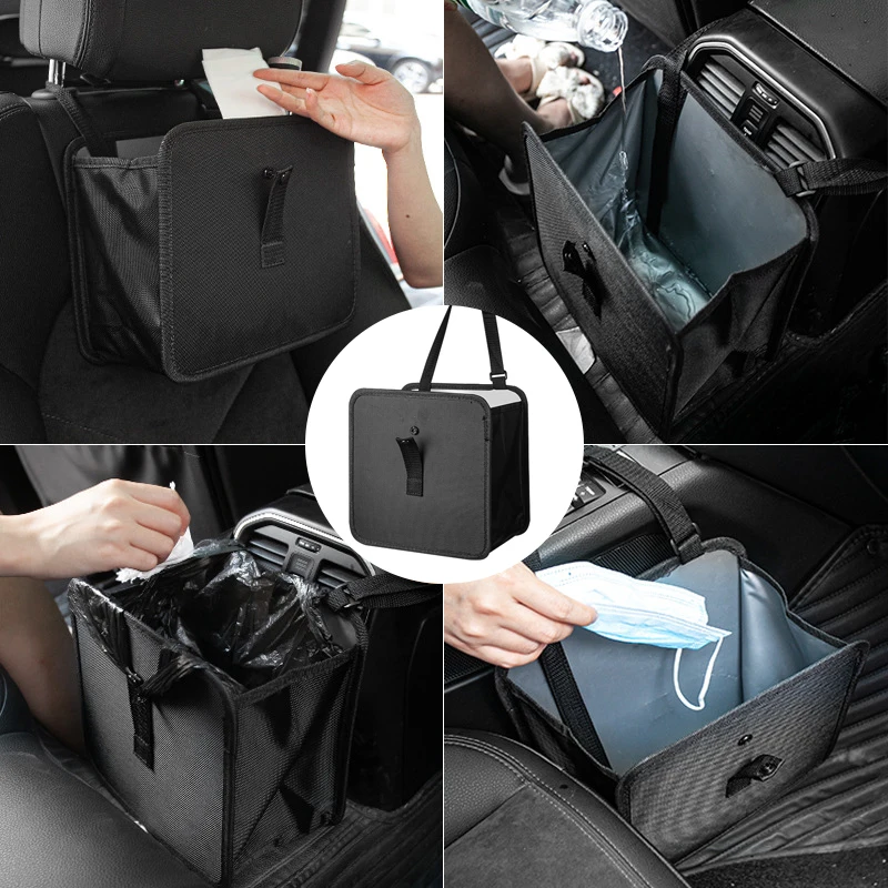 Car Trash Can Car Trash Bag BLALION Large Capacity 6.5L Waterproof Foldable Car Trash Can with Adjustable Strap Hanging Portable Dustbin