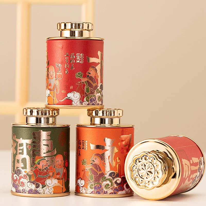 Mini Empty Tea Tin Can Household Green Black Tea Sealed Jar Portable Travel Small Packaging Box Paper Storage Can tea tin box tea canister airtight container