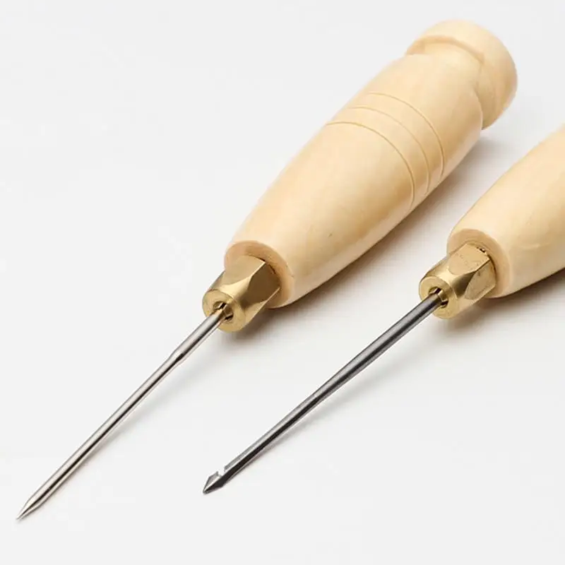 Leather Sewing Kit Sewing Awl Needle Copper Handle Set Canvas Tent Shoes Repairing Tool Nylon Thread