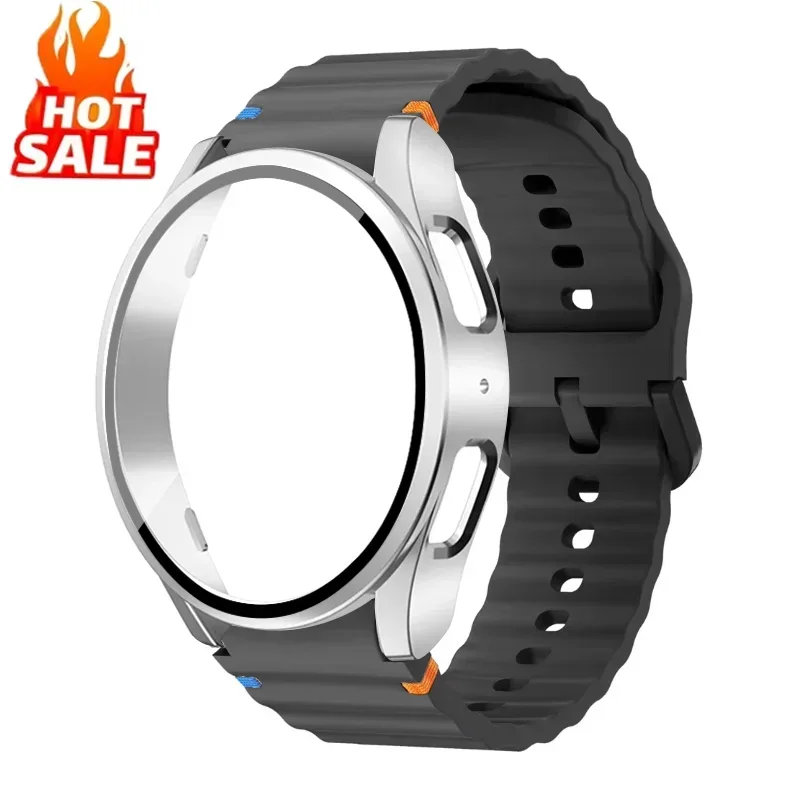 Enhanced Silicone Strap Set with Tempered Glass & Protective Case