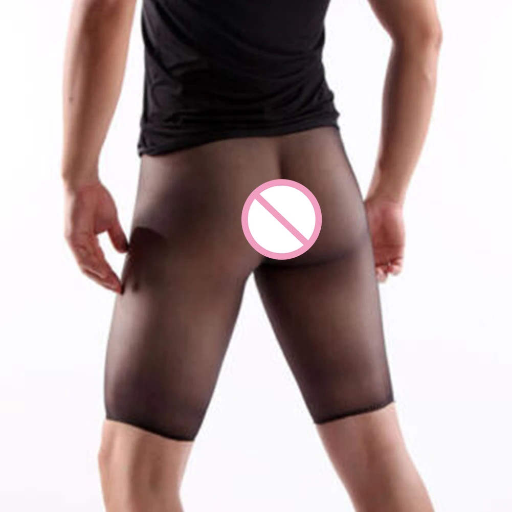 Mens Transparent Glitter Tights Sheer Polyester Sheath Pouch Stretchy Pantyhose Stockings Erotic Men's Stockings