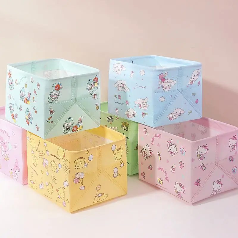 

3Pcs Sanrio Pompompurin Kawaii Anime Household Clutter Storage Box Cute Kuromi My Melody Makeup Storage Basket Toys Girls