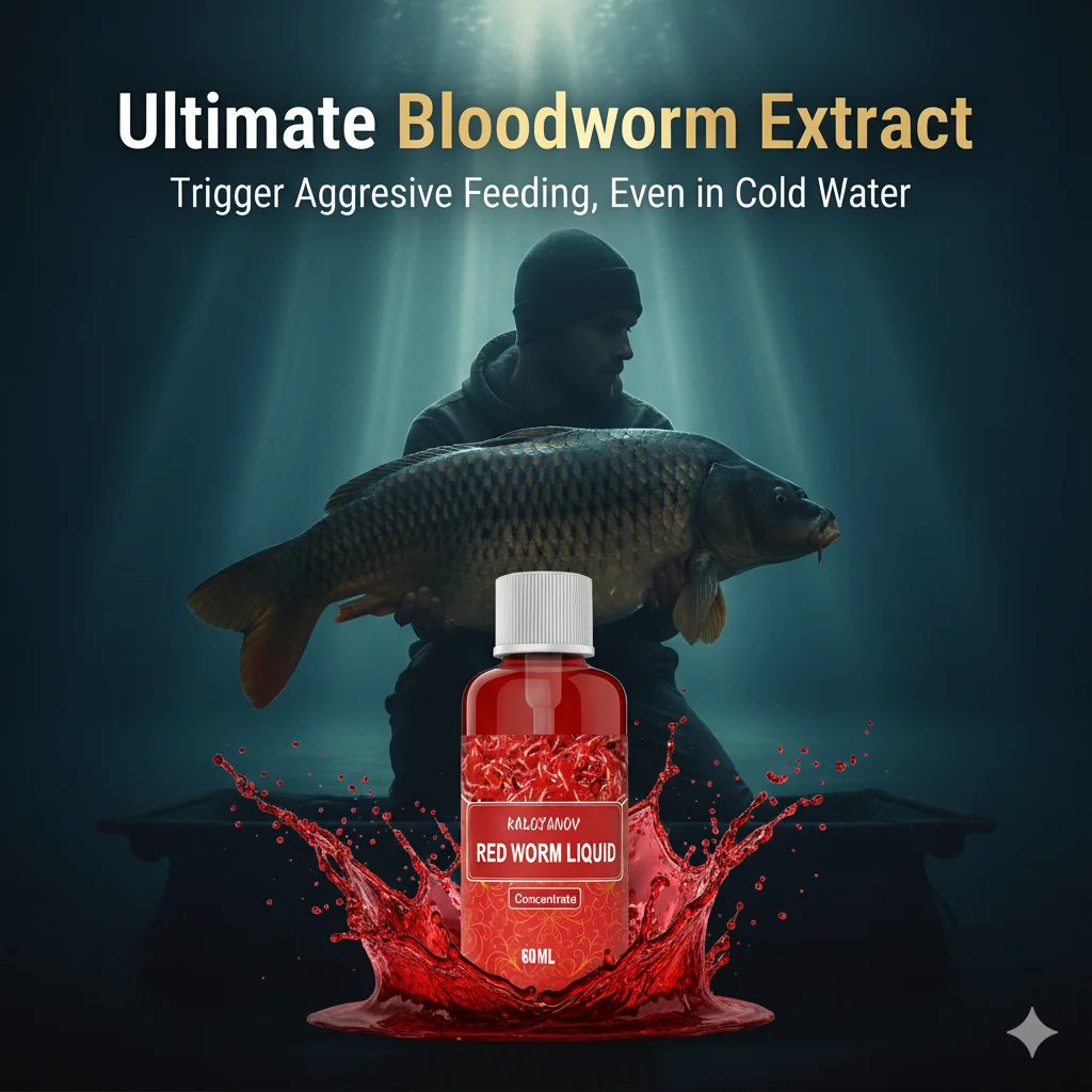 Hochkonzentrierter Roter Wurm Flüssigköder 60ml Blutwurm-Extrakt Starker Duft Schnellwirkender Köder für Karpfen-Angeln und Coarse Match Fishing – Detail 1