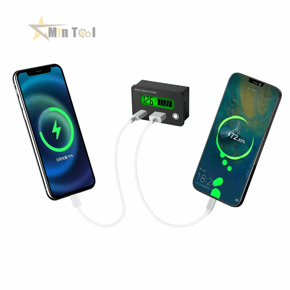 

DC8-30V Battery Capacity Indicator Tester Lead Acid Lithium Battery Level Tester USB3.0 Tpye-C Digital Voltmeter Voltage Meter