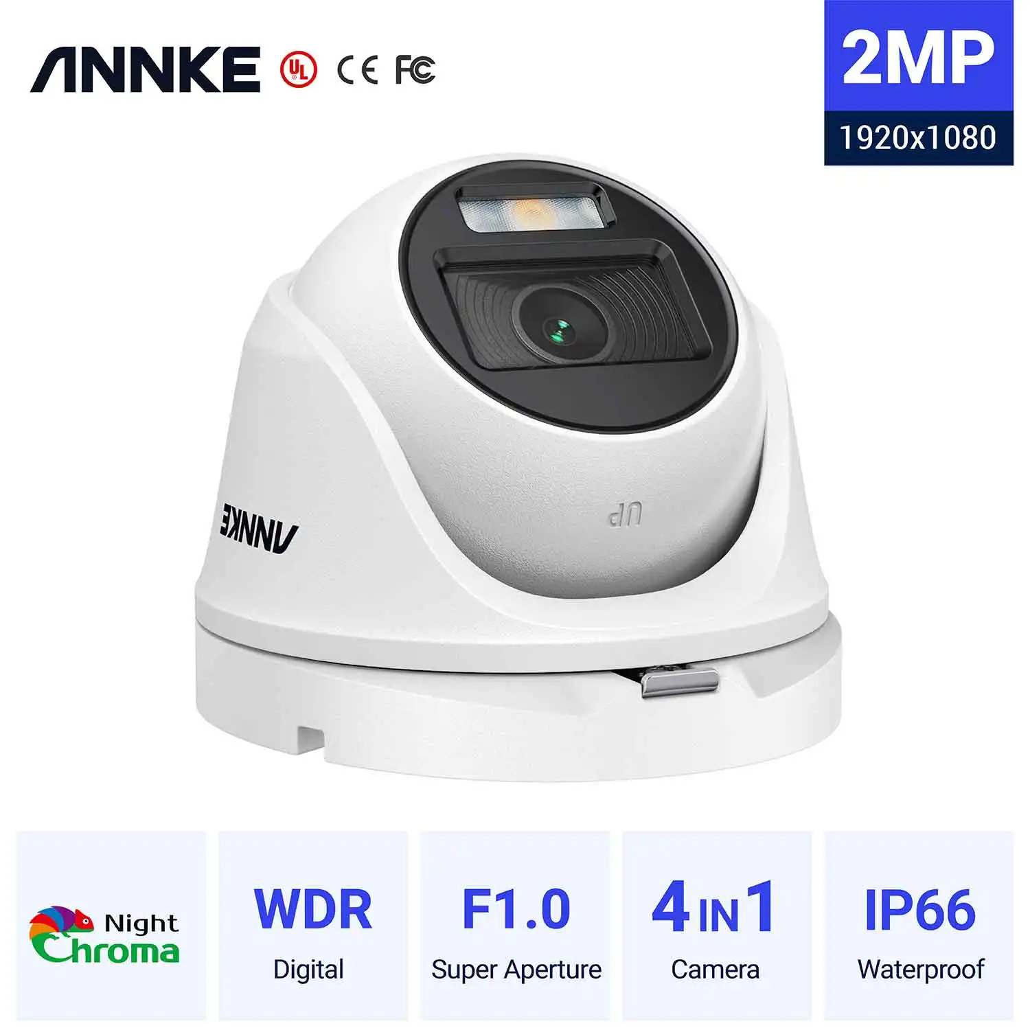 Annke 4Pcs 2Mp Telecamera A Colori 1080P Tvi Ahd Cvi Cvbs Telecamera Di Sicurezza Full Hd Visione Notturna Sorveglianza Esterna Cctv