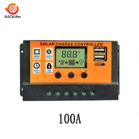 Contrôleur de charge solaire 100A Contrôleur de panneau solaire 12V/24V Réglable LCD Panneau solaire Régulateur de batterie avec port USB 6