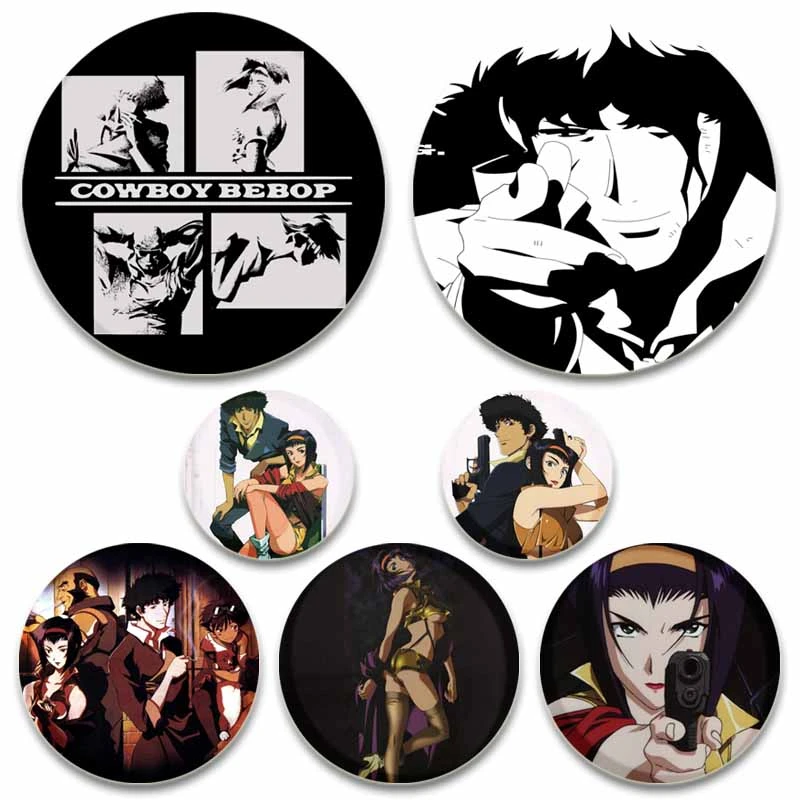 Cowboy Bebop Characters Pins Fashion Jewelry Accessory 90s Anime Brooches  For Backpack 58mm Round Cartoon Badge Cloths Hat Decor - Brooches -  AliExpress