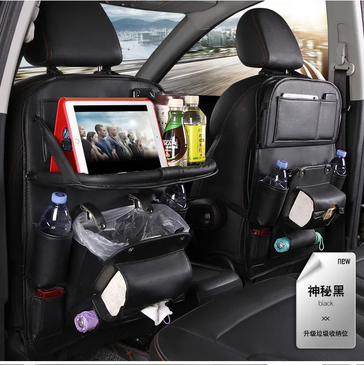 Car Tray Leather Storage Seat,Hanging Bag,Leather Backrest,Seat Back Storage Bag,Car Organizer 2