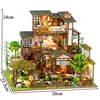 NEW DIY Wooden Miniature Model Kit Bamboo Spring Courtyard Construction Casa 3D Puzzle Dollhouse Home Decor for Friends Gifts 6