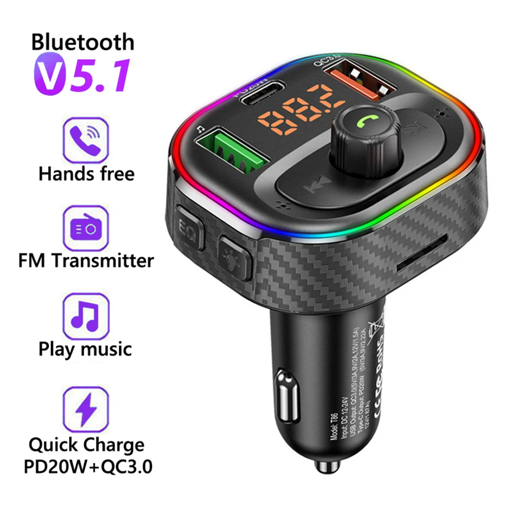 Car FM Transmitter Type C PD 20W USB 