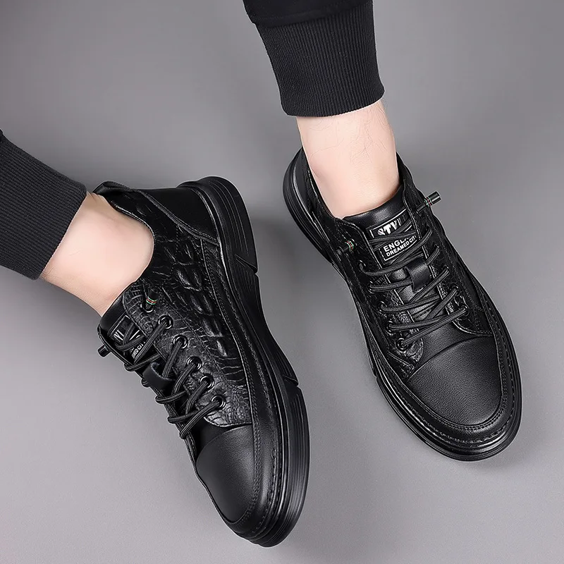 Men's Leather Shoes Men's Genuine Leather 2023 Spring And Autumn New Casual Shoes Trendy Soft Soles Sports Casual Board Shoes