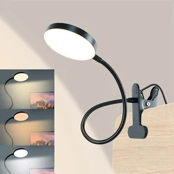 Versatile LED Clip - On Desk Lamp with Adjustable 3 - Color Night Light - 6 - 10W (Black)