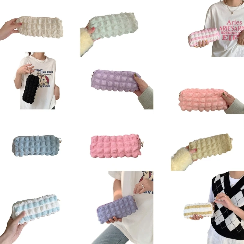 

and Practical Storage Bag Pleated Bubble Pencil Case Portable for Travel and Everyday Items
