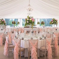 10PCS Romantic Chair Sash Bow Milk Yarn Hotel Wedding Banquet Chair Cover Ruffles Chair Sashes Wedding Banquet Party Home Decor 4