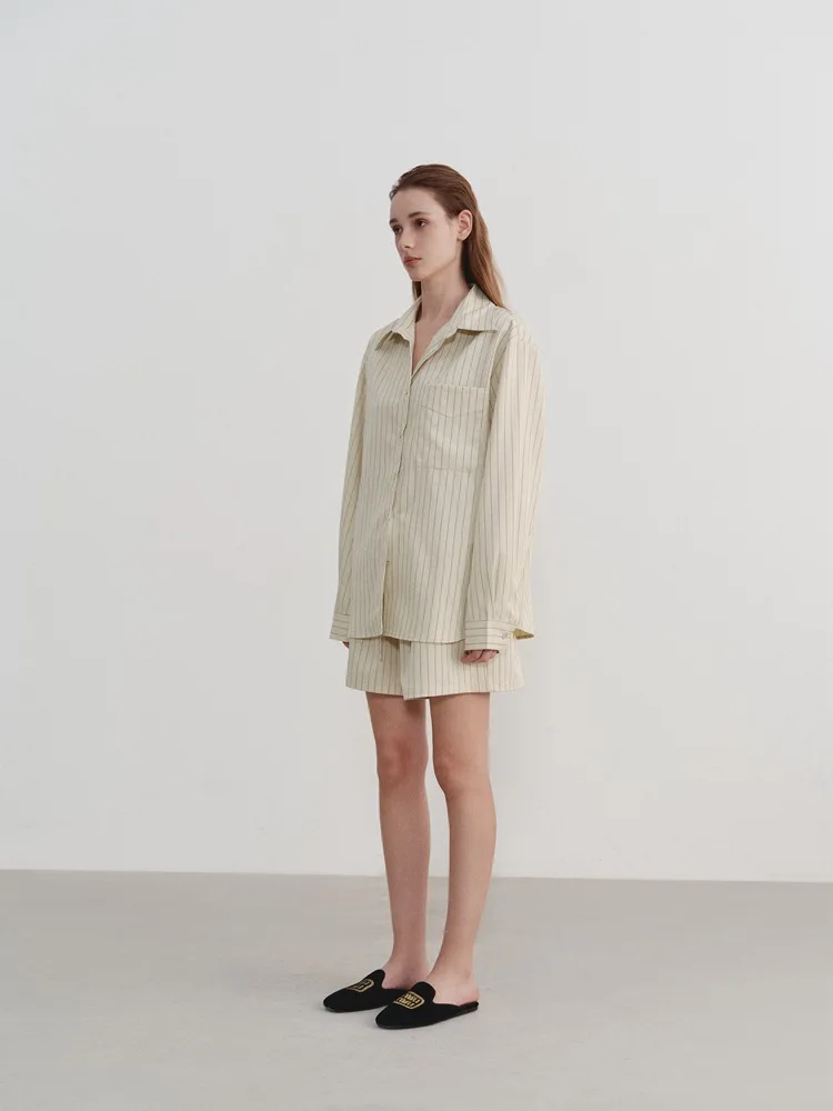 【Limited time discount】Casual Temperament White Striped Shorts Women's Spring/Summer Minimalist and Trendy Wide Leg Shorts