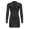 Womens Glossy Bodycon Dress Long Sleeve Mini Pencil Dress Nightwear Smooth Stretchy Mock Neck Tight Dresses Rave Party Clubwear 5
