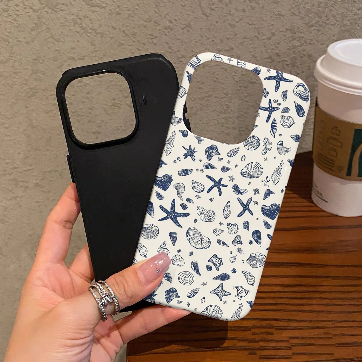 Luxury Ocean World Starfish Design Double-Layer Phone Case Back Cover