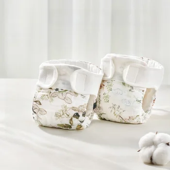 OUYUN Pantaloni per pannolini di stoffa riutilizzabili per bambini 2 pezzi Copri pannolino traspirante in garza di cotone Neonato ML XL