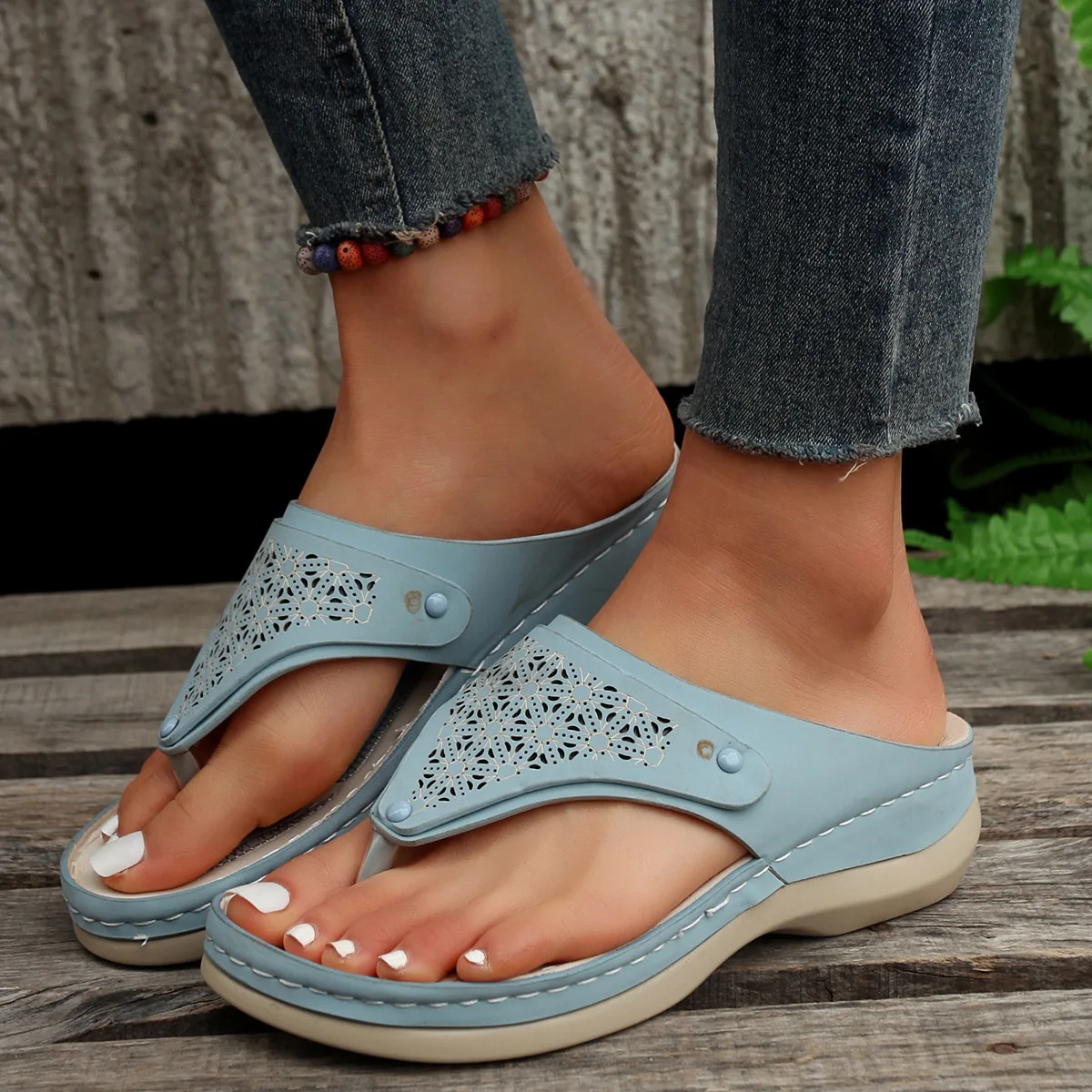 

2023 Women Slippers New Summer Shoes Woman Plus Size 43 Heels Sandals for Wedges Chaussure Femme Casual Gladiator Platform Shoes