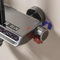 ชุดฝักบัวดิจิตอลอัจฉริยะ พร้อมระบบไฟ Ambient Light แบบฝนตก ระบบห้องน้ำครบชุด ก๊อกผสมน้ำร้อนน้ำเย็นแบบดิจิตอล ฝักบัวฉีดชำระ 3