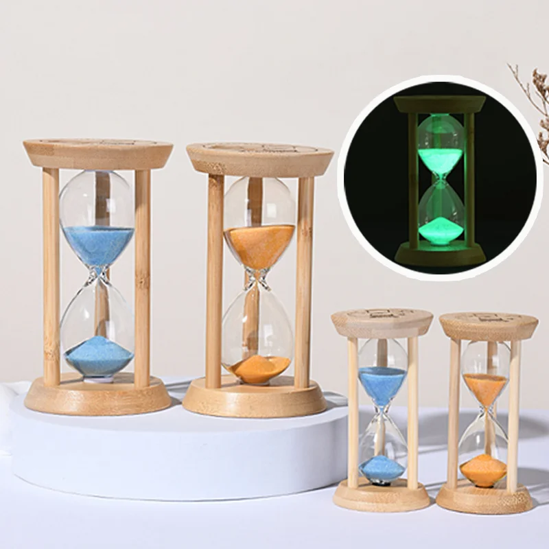 

1-30 Minutes Newest Wooden Fluorescence Hourglass Desktop Decoration Sand Clock Creative Timer Sandglass Office Accessories Gift