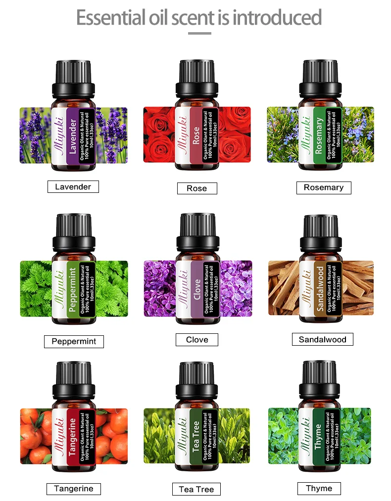 Support Dropshipping 10ML Lavender Rose Eucalyptus Jasmine Vanilla Mint Sandalwood Tea Tree Orange Diffuser Aroma Essential Oil 10ml lavender essential oil massage diffuser frankincense bergamot cedarwood sandalwood tea tree aroma oil