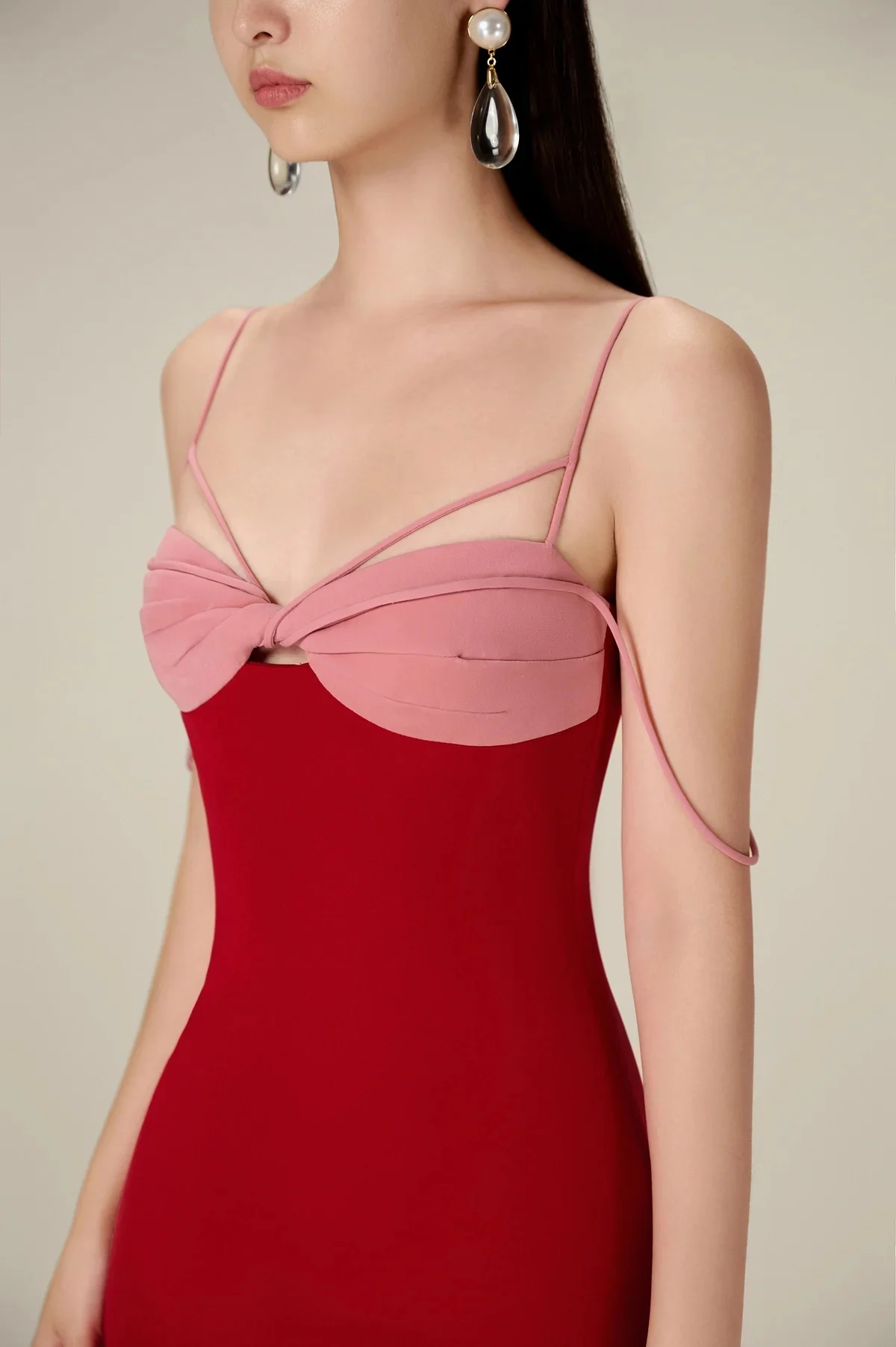 

Women Midi Dress Bow Splicing Sleeveless Sexy Camisole Robe