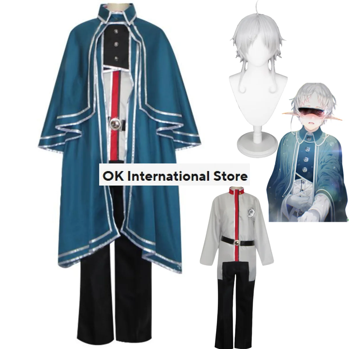 

New Anime Mushoku Tensei：Jobless Reincarnation Sylphiette Cosplay Costume Sylphy Wig Green Cloak Uniform Man Woman HalloweenSuit