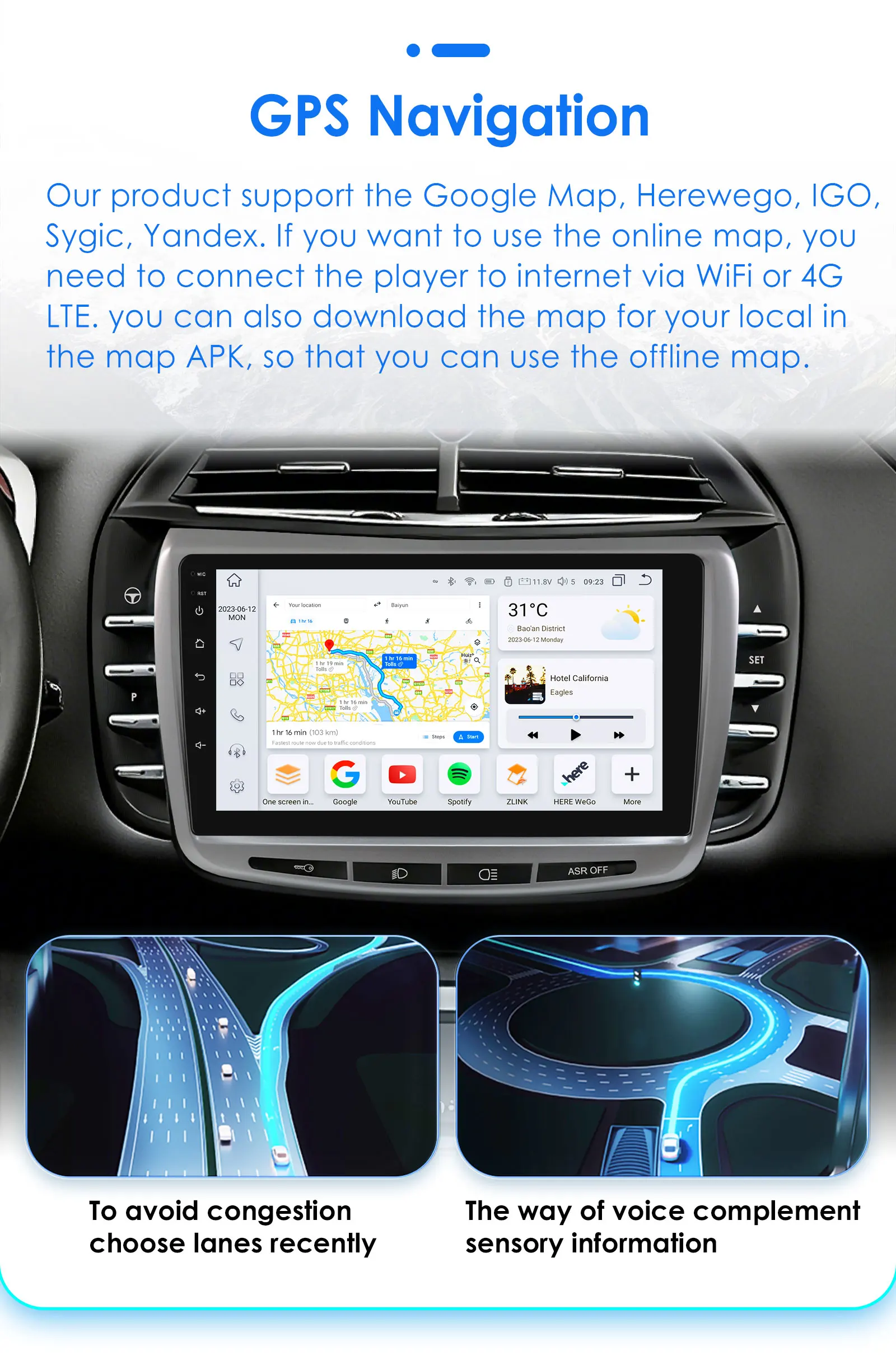 2DIN Android Autoradio für Lancia Delta 2009 - 2019 Multimedia-Player GPS-Navigation Stereo 360 Kamera Carplay Android Auto RDS – Detail 30