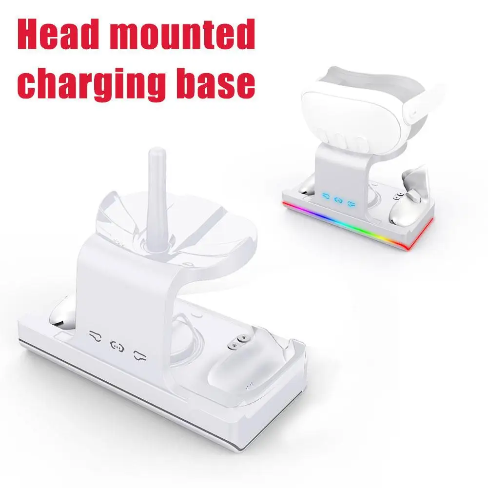 

For Meta QUEST 3 Charger Charging Dock Stand Headset Controller Stand VR Accessories With 2pcs 1800mAh Rechargeable Battery