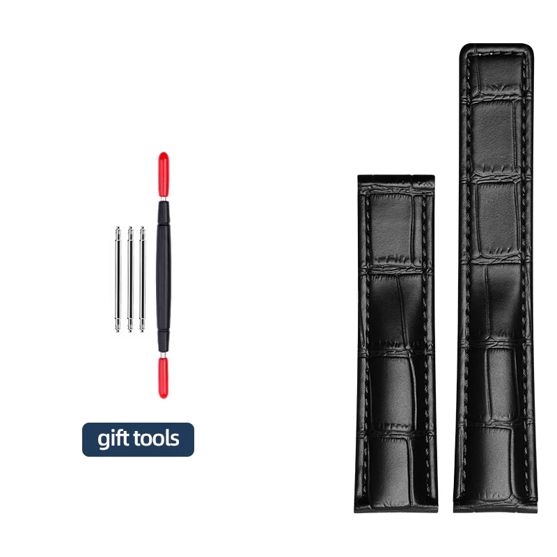 Premium Genuine Leather Blue Watch Strap, Exquisite Wristwatch Band in Multiple Sizes