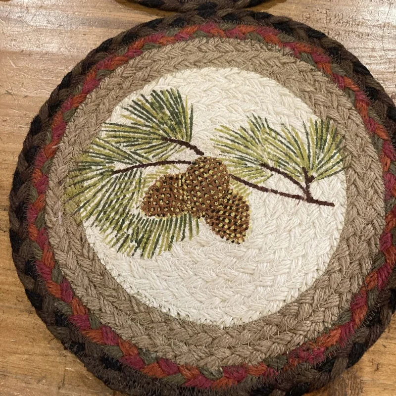 

100% натуральный джутовый коврик Pinecone с узором, Круглый центр, гостиная, Декоративный Напольный коврик 10 дюймов
