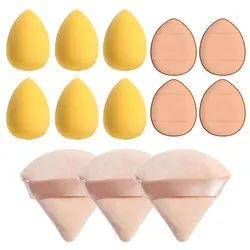 13-Piece Premium Beauty Puff and Blender Sponge Set with Velvet and Finger Puffs for Flawless Makeup Application (Yellow)