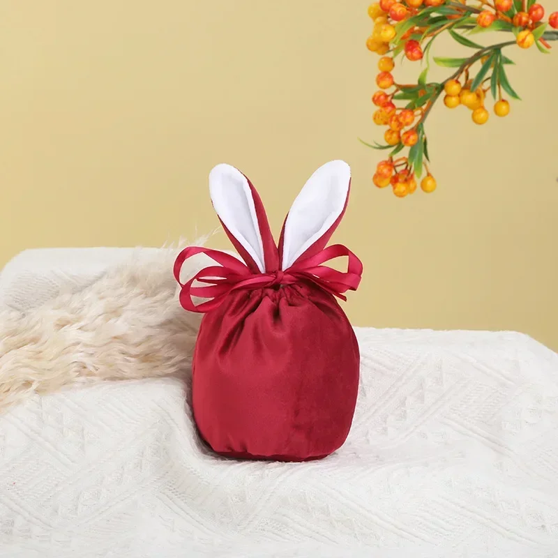 Sacchetti pasquali in velluto Sacchetti regalo coniglietto carino Dropshipping Sacchetti di caramelle al cioccolato con coniglio Decorazione festa di