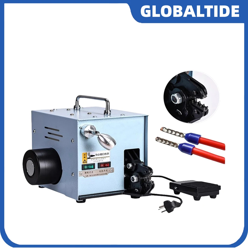 

220V Terminal Crimping Machine 60W/220V 50Hz Electric Cold Pressing Terminal Crimper Tools with Exchangeable Die Sets