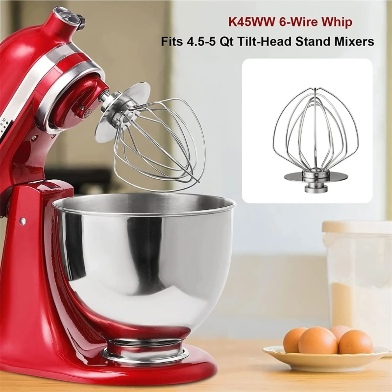 M2EE Wire Whip Attachment for KitchenAid 4.5Quart Tilt-Head Stand Mixer  StainlessSteel 6-Wire Whip