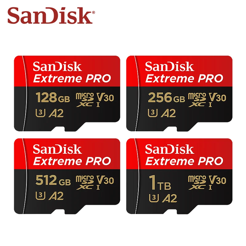 SanDisk A2 microSDXC 카드 익스트림 프로 1TB 512GB 256GB 128GB 64GB 32GB V30 속도 최대 200MB/s microSD 카드 TF 카드 (카메라용)