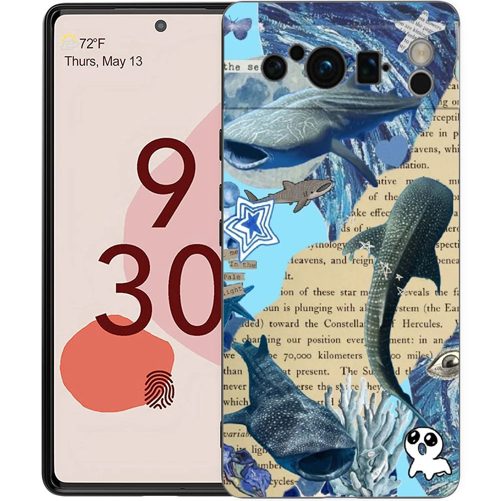 Ocean Whale Shark Swimming Soft Shockproof TPU Black Phone Case