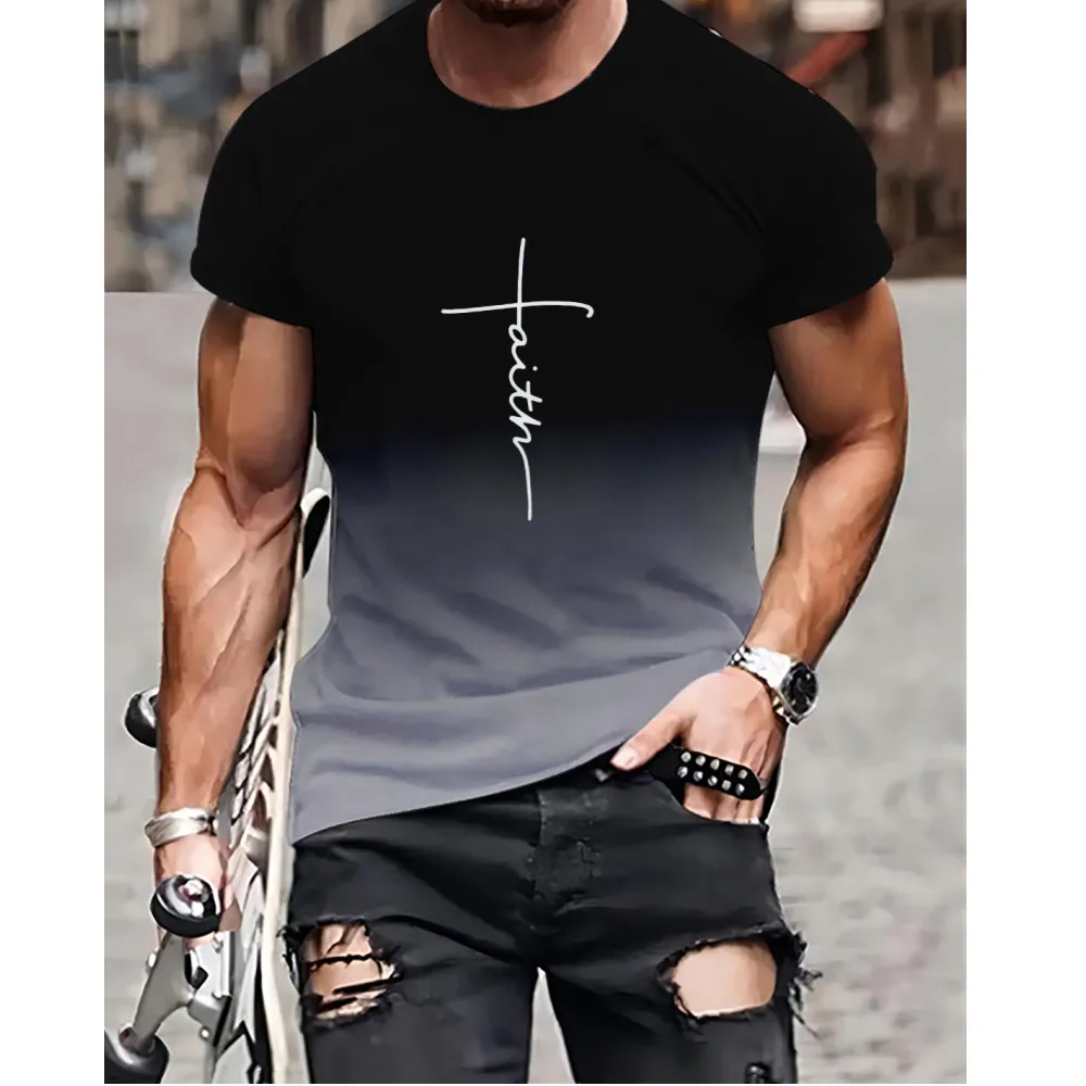 

Summer men's round neck short sleeved minimalist and personalized style business casual daily office hoodie style T-shirt