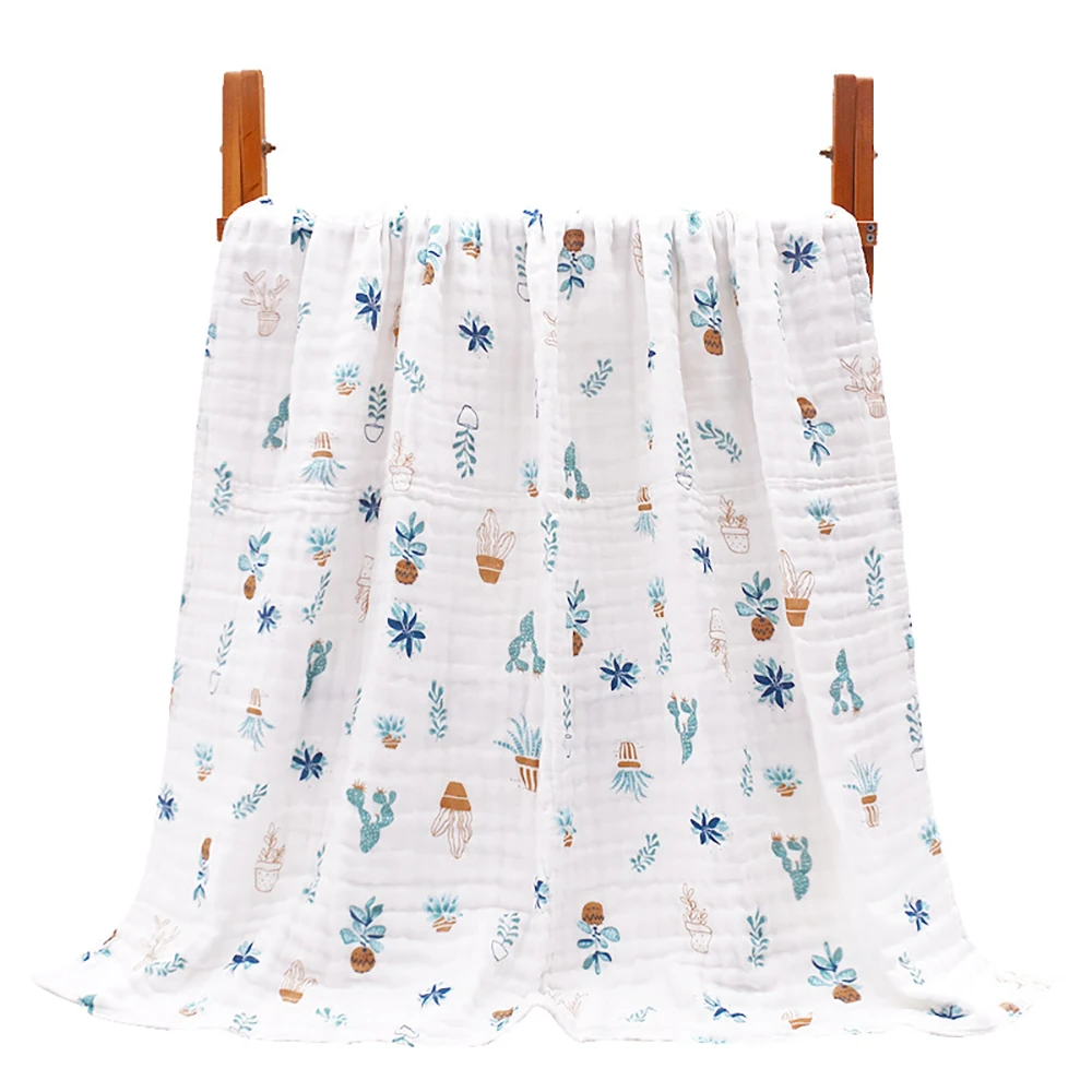 

Baby Swaddling Blanket 6 Layers Gauze Newborn Wrap Soft Cute Bath Towel Ice Cream Print Breathable Baby Stroller Blanket