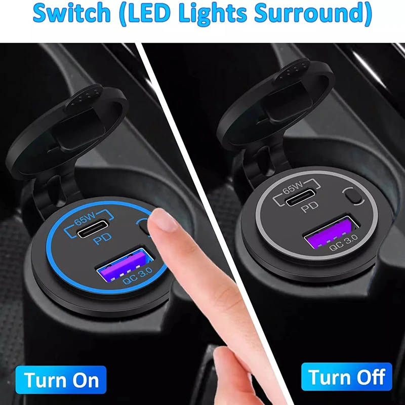 RV   ġ   Ƽ  USB Ʈ , 12V USB ܼƮ Ʈ , 65W USB-C PD3.0  18W QC3.0