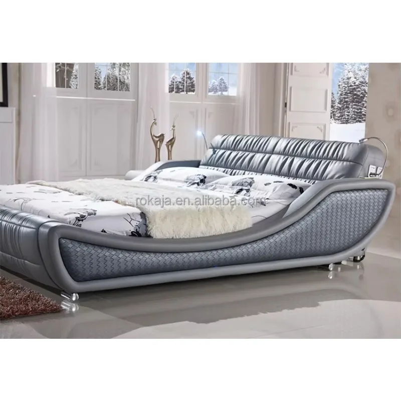 Minimalist Bedroom Set With LED Light Cheap Modern Luxury Bed Hotel Soft Beds