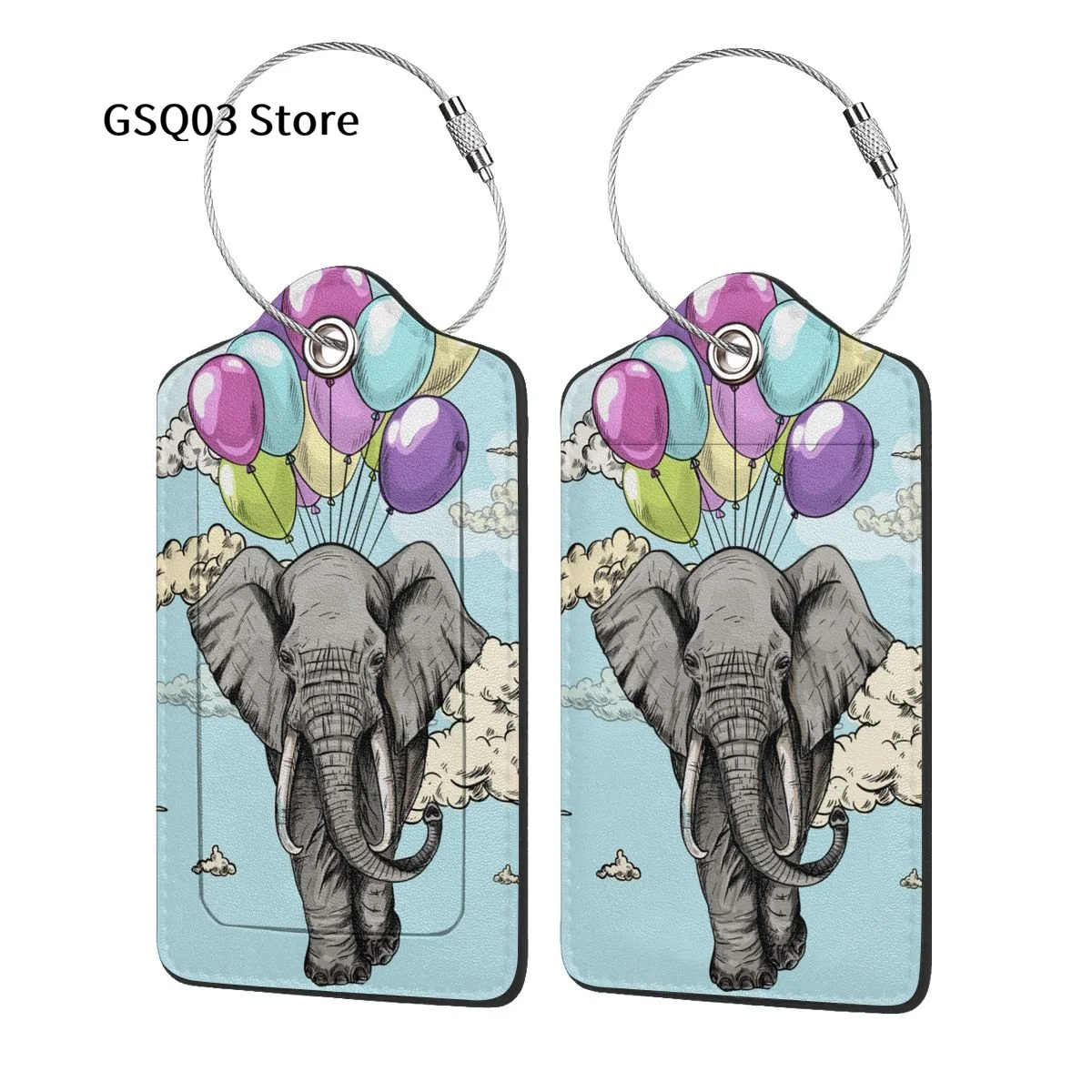 

Elephant Luggage Tags for suitcases Abstract Leather Stainless Steel Loop Label Tag for Men Women Travel Bag Suitcase 1 PCS