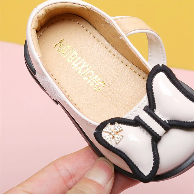 DIMI Spring New Microfiber Leather Bow Infant Princess Shoes Soft Comfortable Round Head Flat Baby Girls Shoes T2206