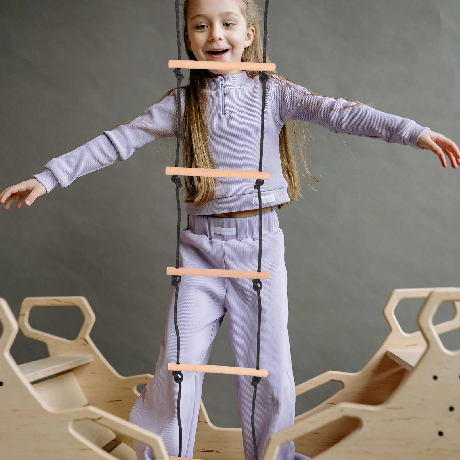 Climbing Sports Toys Hanging Ladder Rope Kids Props Wood Playground Accessories Tree Polyester Child 2