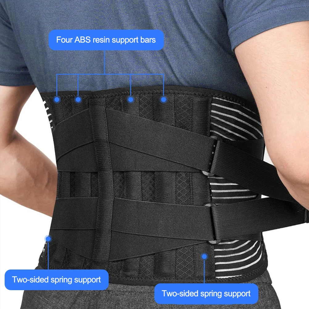 1Pc Nylon Lower Back Brace with 6 Stays Anti-skid Orthopedic lumbar Support Breathable Waist Support Belt for Gym Pain Relief