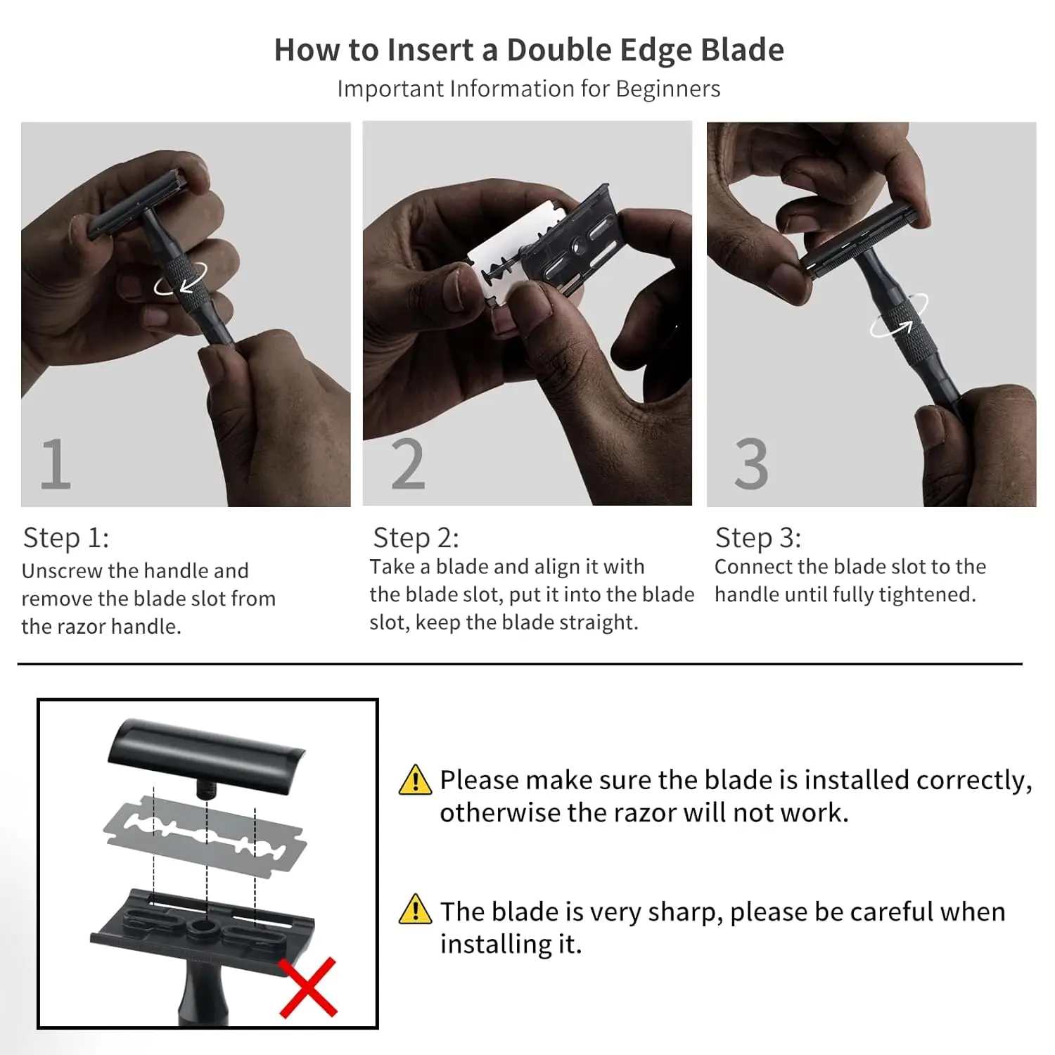 Reusable Safety Razor, Single Blade Razors for Men, with 10 Platinum Coated Double Edge Razor Blades, Beginner Friendly DE Razor 4
