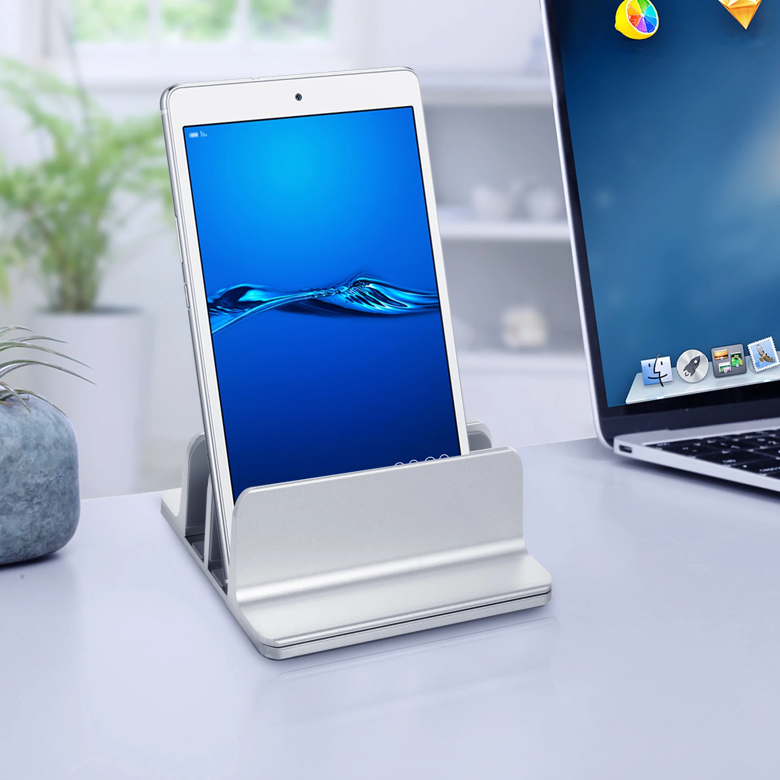 노트북 수직 스탠드 조정 가능한 알루미늄 합금 노트북 마운트 베이스 태블릿 노트북 미끄럼 방지 데스크탑 홀더 랙